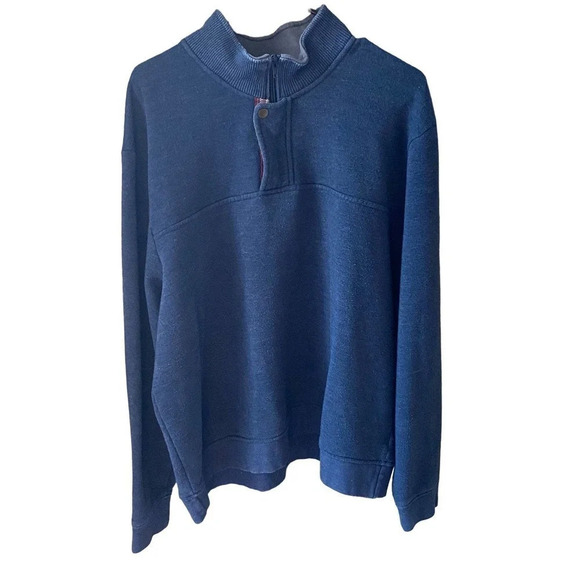 Orvis Long Sleeve Blue Quarter-Zip Snap Closure Warm Sweatshirt Men’s Size XL - Picture 1 of 11